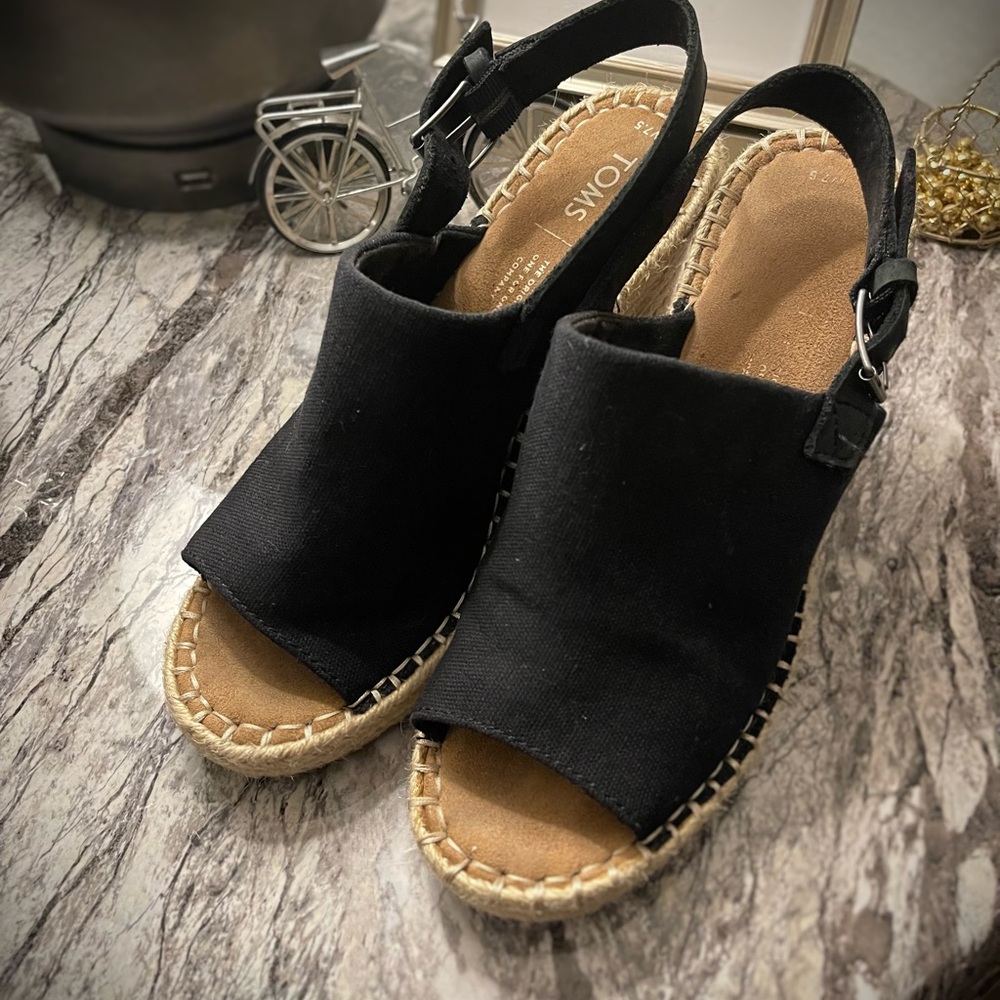 TOMS Women's Black Espadrille Sandals